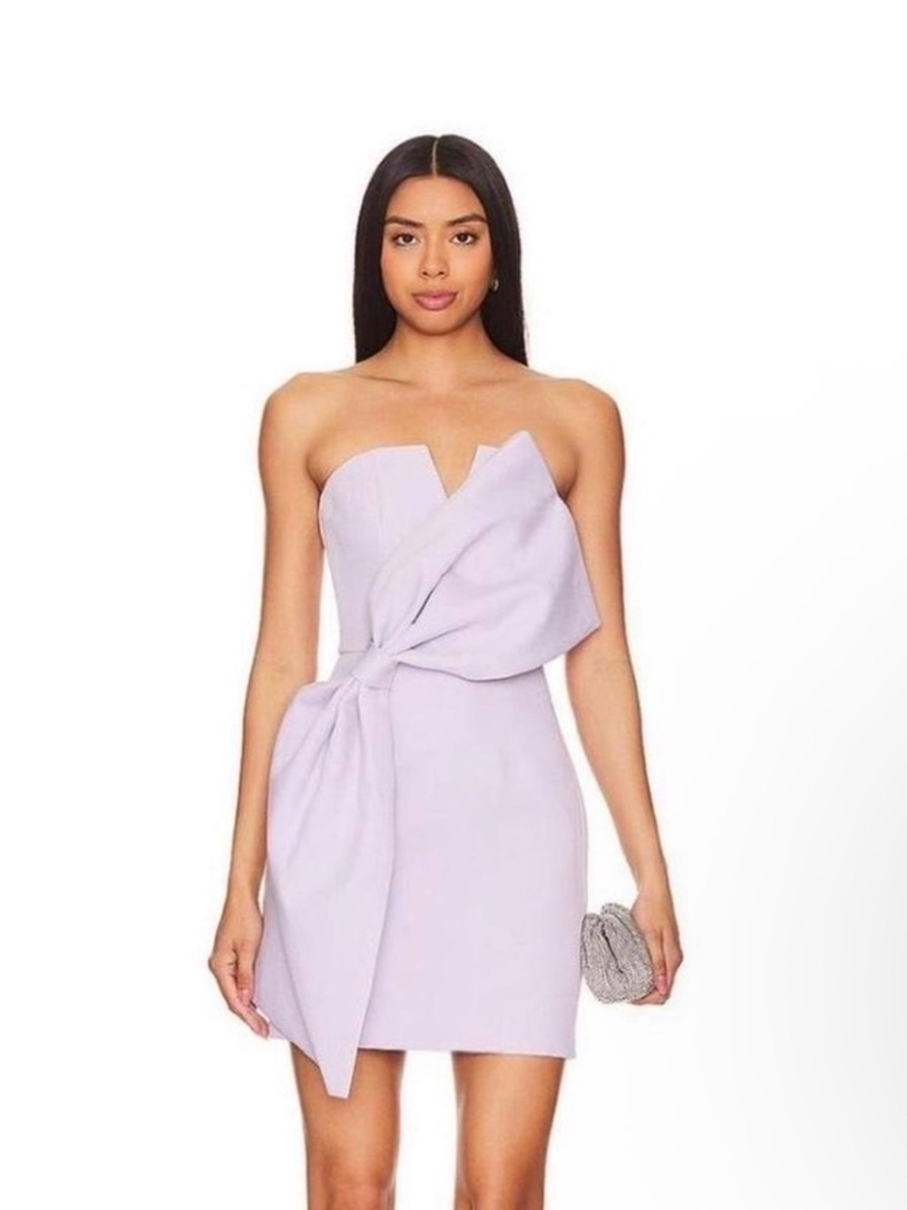 Elliatt Lilac Strapless Bow-Front Mini Dress